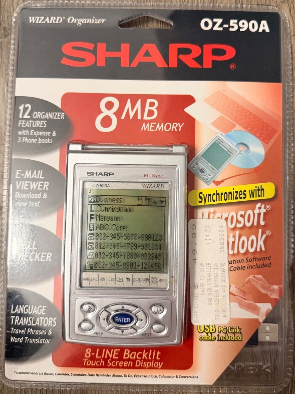 NEW Sharp Wizard OZ-590A Electronic Organizer-8MB, Backlit Touch Screen, PC Sync